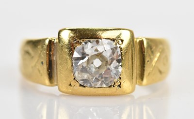 Lot 378 - A diamond set signet ring, the square cushion...