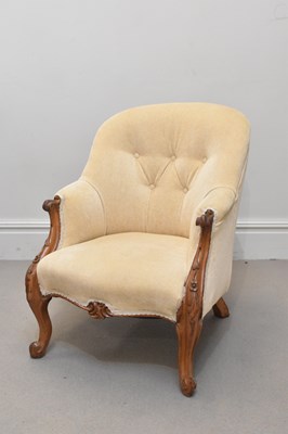 Lot 1292 - A Victorian walnut framed elbow chair on...