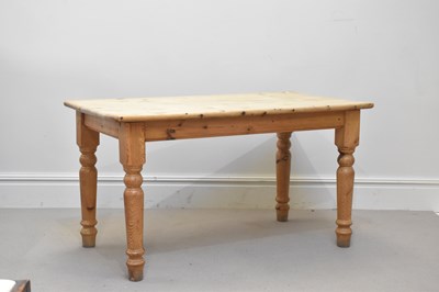 Lot 1087 - A pine kitchen table, height 75cm, width 74cm,...