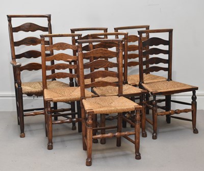 Lot 1164 - A set of six 19th century rush seated...