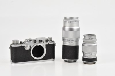 Lot 82 - LEICA; a IIIc 35mm rangefinder film camera...
