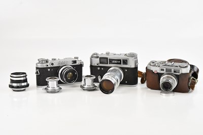 Lot 113 - A collection of Russian rangefinder cameras...