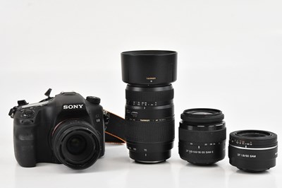 Lot 103 - SONY; an Alpha A68 DSLR camera with four...