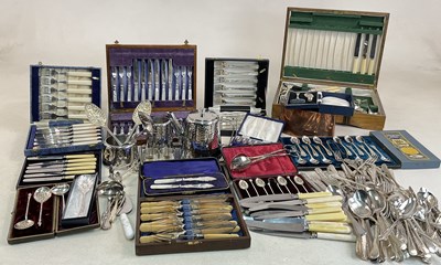 Lot 724 - A canteen of silver plated cutlery, together...