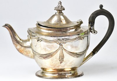 Lot 522 - CUNARD WHITE STAR LINE; a silver-plated teapot...