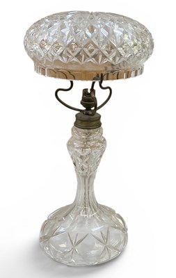 Lot 146 - An early 20th century cut glass mushroom lamp,...