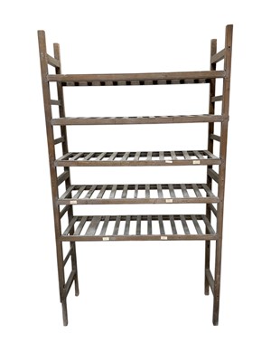 Lot 78 - A vintage wooden five tier wine rack, height...