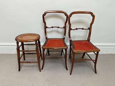 Lot 266 - A pair of Edwardian bedroom chairs and an...