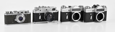 Lot 115 - A collection of Russian made film cameras, to...