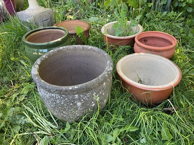 Lot 2154 - Six assorted garden planters, the tallest 37cm...