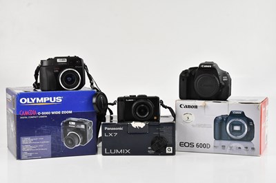 Lot 107 - Three digital cameras, comprising a Canon 600D,...