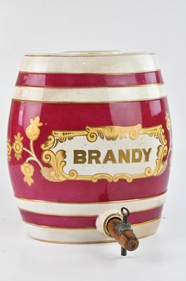 Lot 1385 - A large Staffordshire brandy barrel, with...