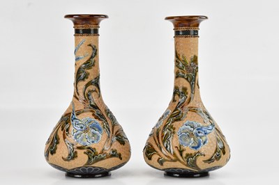 Lot 381 - DOULTON LAMBETH; a pair of Art Ware vases of...