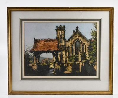 Lot 1008 - JOHN MCCOMBS; oil on board, 'Lydgate Church...