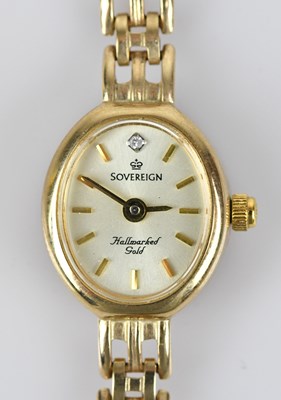 Lot 1154 - SOVEREIGN; a lady's 9ct gold cased wristwatch,...