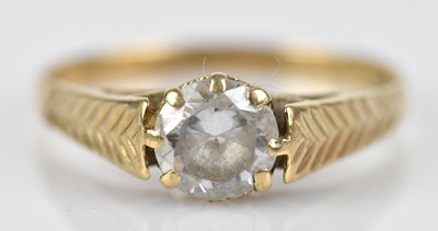 Lot 569 - A 9ct textured yellow gold signet ring, set...