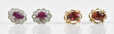 Lot 187 - Two pairs of 9ct gold ear studs, combined...