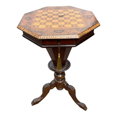 Lot 1194 - A Victorian inlaid walnut octagonal chess top...