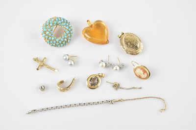 Lot 16 - Two pendants, two pairs of earrings and a...