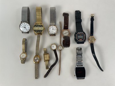 Lot 709 - ACCURIST; a lady's 9ct gold wristwatch on a...