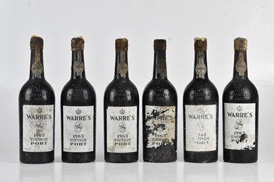 Lot 2447 - PORT; six bottles of Warre's 1963 Vintage Port...