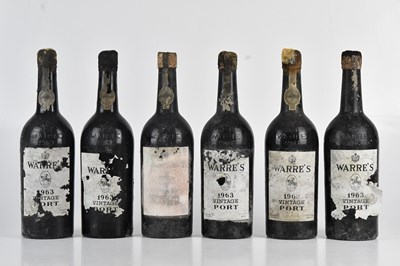 Lot 2452 - PORT; six bottles of Warre's 1963 Vintage Port...