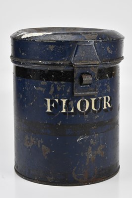 Lot 503 - A black and navy blue painted flour tin,...
