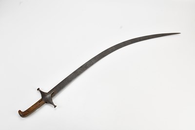 Lot 1100 - A scimitar with wooden handle, overall length...