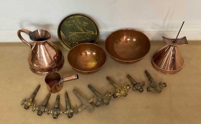 Lot 746 - A quantity of copper and brass brewery items,...