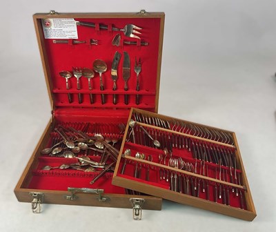 Lot 743 - A gold plated part canteen of cutlery
