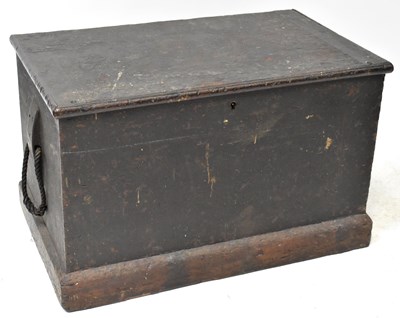 Lot 495 - A late 19th century stained pine sea chest...