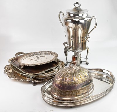 Lot 165 - A silver plated tea urn, height 58cm, with an...