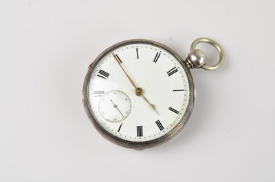 Lot 314 - A sterling silver key-wind open faced pocket...