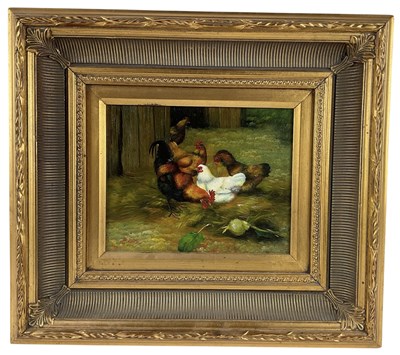 Lot 324 - HELEN KATZ; a modern oil on board, farmyard...