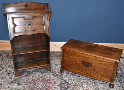 Lot 1629 - A 1920s oak student bureau with moulded...