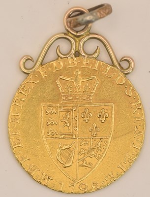 Lot 1480 - A George III 1798 spade guinea, with yellow...