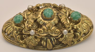 Lot 1384 - A late 19th century yellow metal seed pearl...
