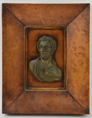 Lot 334 - A 19th century bronzed relief portrait bust...
