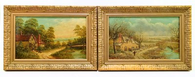 Lot 792 - J H PERKS; pair of oils on canvas, ‘Scene near...
