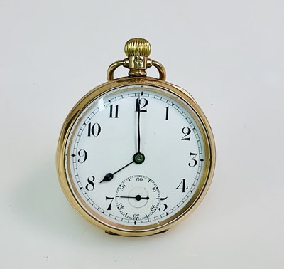 Lot 702 - A 9ct gold open faced pocket watch, with...