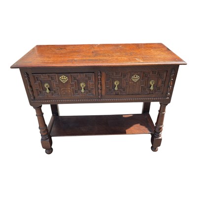 Lot 162 - An 18th century oak Jacobean style side table,...