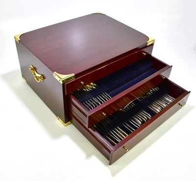 Lot 2719 - UNITED CUTLERS; a brass bound mahogany three...
