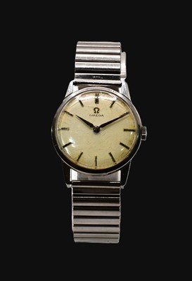 Lot 594 - OMEGA; a gentleman’s vintage stainless steel...