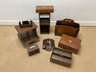 Lot 831 - HOMETTES; an oak magazine rack, with maker's...