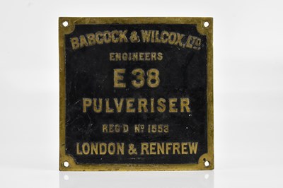 Lot 2021 - BABCOCK & WILCOX LTD; boiler plate, 'Engineers...