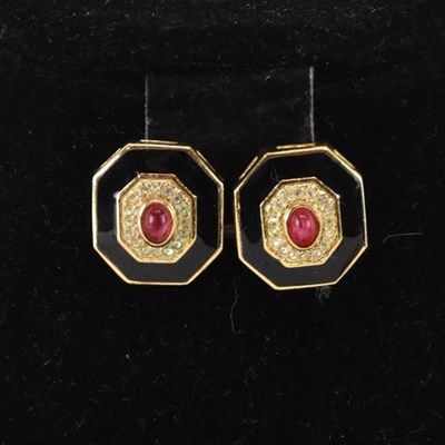 Lot 1442 - CHRISTIAN DIOR; a pair of vintage 1970s gilt...