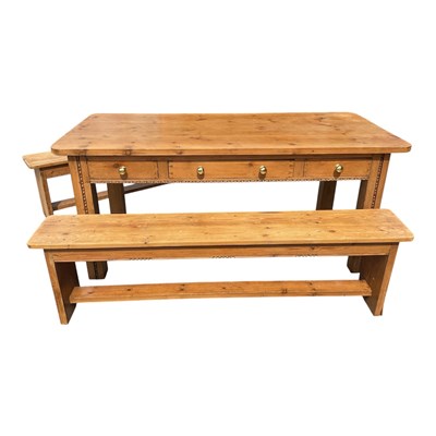 Lot 197 - A modern pine country kitchen style table,...