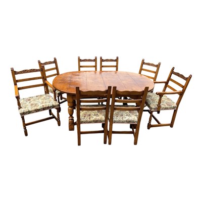 Lot 82 - A good quality reproduction burr oak D-end...