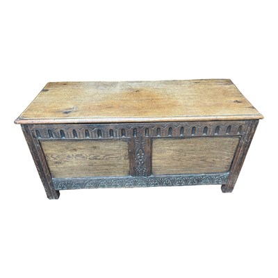 Lot 72 - An 18th century carved and panelled oak...