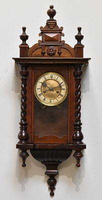 Lot 388 - A mahogany cased wall clock, with white dial...